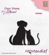 SIL093 - Clearstamp Nellie Snellen dieren condeolance - My friends - Kai4yoe - hartendief - silhouet hond en kat/poes