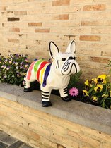 Franse bulldog staand Picasso 40 cm hoog - polyresin - polystone - hoogkwalitatieve kunststof - decoratiefiguur - interieur - accessoire - voor binnen - voor buiten - cadeau - geschenk - tuin