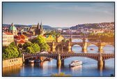 Zonsondergang op een mooie lentedag in Praag - Foto op Akoestisch paneel - 225 x 150 cm