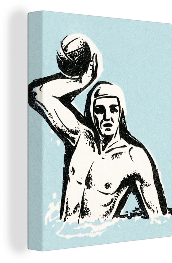Peintures sur toile - un joueur de water-polo - 90x120 cm - Décoration murale