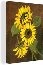 Peinture à l'huile de tournesols 30x40 cm - petit - Tirage photo sur toile (Décoration murale salon / chambre) / Peintures Fleurs sur toile
