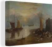 Canvas Schilderij Sun Rising through Vapour - Schilderij van Joseph Mallord William Turner - 40x30 cm - Wanddecoratie