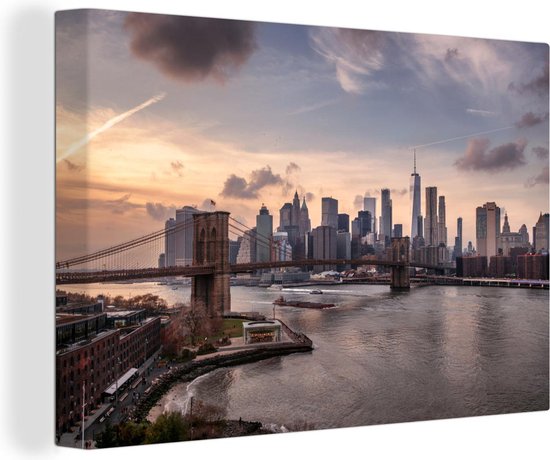 Canvas Schilderij Skyline New York in Manhattan - 90x60 cm - Wanddecoratie - OneMillionCanvasses