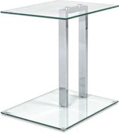 Bijzettafel gehard 8mm veiligheids glas | ruim 7kg glazen bijzet tafel | Strak stoer designer tafel op krasvrije voetjes |45x35x50cm