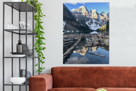 Peintures sur toile - Lac Moraine reflétant les montagnes du Canada - 90x120 cm - Décoration murale