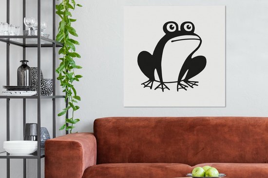 Peintures sur Toile Grenouille - Zwart - Wit - Animaux - 90x120 cm - Décoration murale