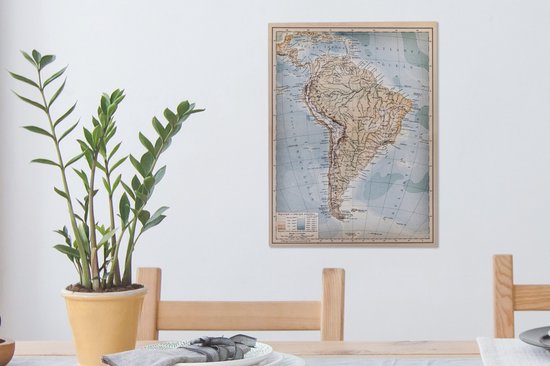 Canvas Wereldkaart - 30x40 - Wanddecoratie Klassieke wereldkaart Zuid-Amerika