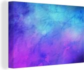 Canvas Schilderij Waterverf - Paars - Blauw - Lichtblauw - 90x60 cm - Wanddecoratie