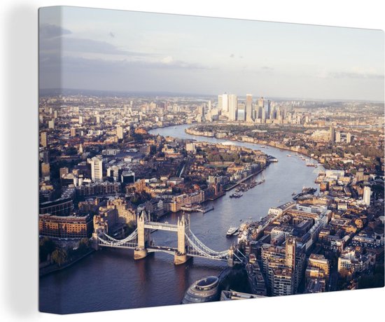 Canvas Schilderij Skyline van London met de Tower Bridge - 120x80 cm - Wanddecoratie