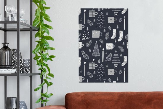 Motif pour enfants avec chaussettes et mugs et autres trucs d'hiver 60x90 cm - Tirage photo sur toile (Décoration murale salon / chambre)