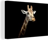 Peintures sur toile - Tête de girafe devant fond noir - 150x100 cm - Décoration murale