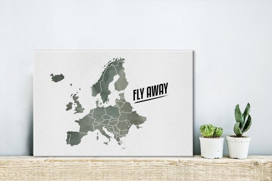 Carte De L Europe A L Aquarelle Grise Avec La Citation Fly Away 30x Cm Petit Bol Com