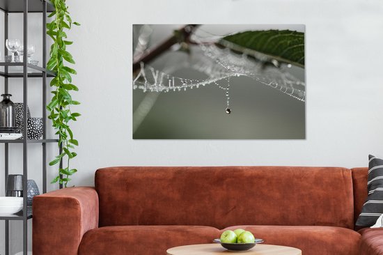 Peintures sur toile - Rosée d'automne dans une toile d'araignée - 140x90 cm - Décoration murale