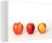 Canvas Schilderij Appel - Fruit - Rood - 120x80 cm - Wanddecoratie