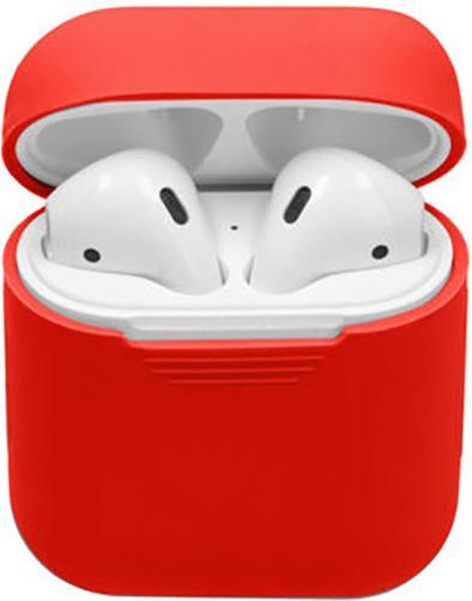 Airpods Hoesje Siliconen Case - Rood - Airpod hoesje geschikt voor Apple AirPods 1 en Airpods 2 - Sinterklaas Cadeau - Kerst Cadeautje - Black Friday 2022 Deals