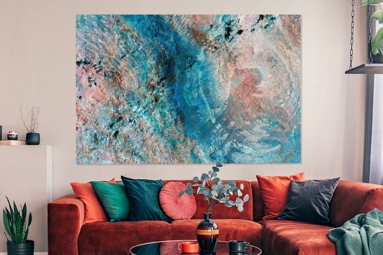 Couleurs bleues sur toile de peinture 180x120 cm - Tirage photo sur toile (Décoration murale salon / chambre) XXL / Groot format!