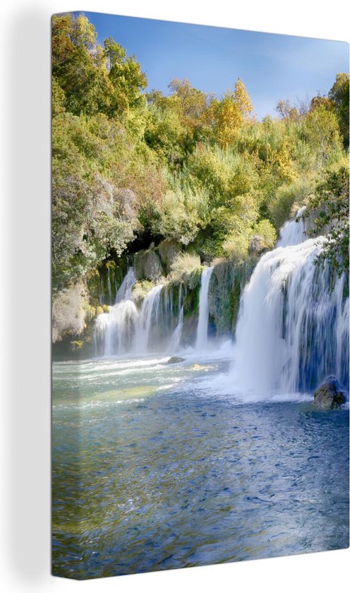 Les cascades de la rivière de Krka dans le parc national de Krka en Croatie Toile 40x60 cm - Tirage photo sur toile (Décoration murale salon / chambre)
