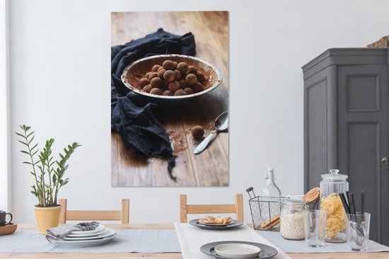 Un bol de truffes au chocolat vegan sur toile 80x120 cm - Tirage photo sur toile (Décoration murale salon / chambre)
