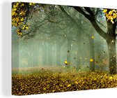 Souffler des feuilles d'automne sur toile 60x40 cm - Tirage photo sur toile (Décoration murale salon / chambre) / Arbres Peintures sur toile