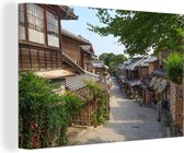 Canvas schilderij 180x120 cm - Wanddecoratie Traditioneel Japans huis in het Aziatische Kyoto - Muurdecoratie woonkamer - Slaapkamer decoratie - Kamer accessoires - Schilderijen
