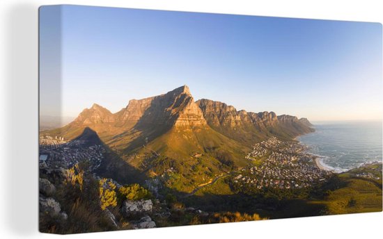 Canvas schilderij 160x80 cm - Wanddecoratie Kaapstad - Zuid afrika - Berg - Muurdecoratie woonkamer - Slaapkamer decoratie - Kamer accessoires - Schilderijen
