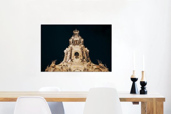 Frauenkirche à Dresde avec une toile de fond noir 60x40 cm - Tirage photo sur toile (Décoration murale salon / chambre)