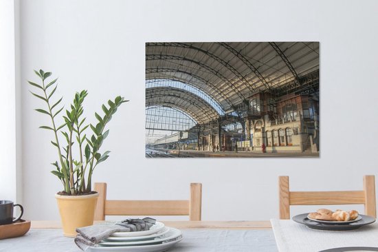 La gare de la ville néerlandaise de Haarlem Toile 90x60 cm - Tirage photo sur toile (Décoration murale salon / chambre) / Villes européennes Peintures sur toile