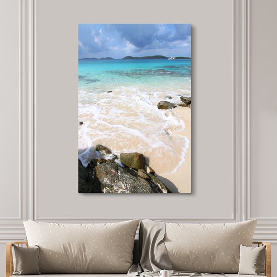 Les îles sombres à l'horizon du Parc National des Iles Vierges Toile 120x180 cm - Tirage photo sur Toile (Décoration murale salon / chambre) XXL / Groot format!