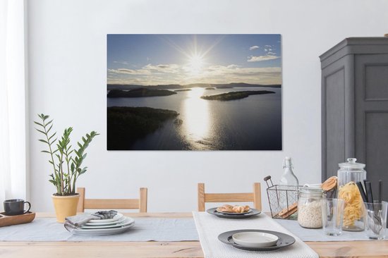 Le soleil brille sur le Loch Lomond en Ecosse Toile 120x80 cm - Tirage photo sur toile (Décoration murale salon / chambre)