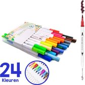 Lubadoo® - Twinmarkers - 24 Kleuren - Bullet Journal Pennen - Stiften - Kalligrafie - Handlettering - Accesoires - Twinmarker - Brush Pennen