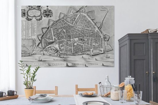 Peintures sur toile - Plan de la ville - Nijmegen - Antique - 150x100 cm - Décoration murale