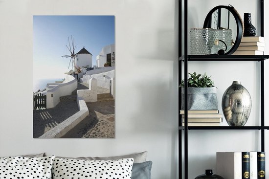 Moulin à vent à Santorin en Grèce Toile 40x60 cm - Tirage photo sur toile (Décoration murale salon / chambre) / Villes européennes Peintures sur toile