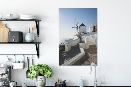 Moulin à vent à Santorin en Grèce Toile 40x60 cm - Tirage photo sur toile (Décoration murale salon / chambre) / Villes européennes Peintures sur toile