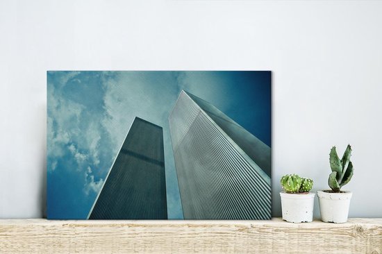 Vue de dessous des tours du World Trade Center à New York Toile 30x20 cm - petit - Tirage photo sur toile (Décoration murale salon / chambre)