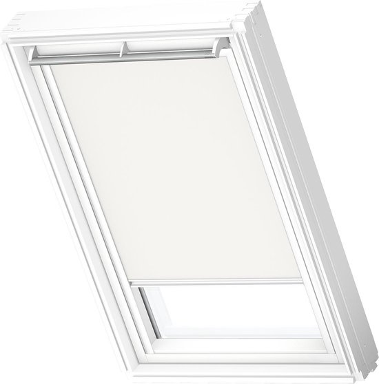 VELUX Store à enrouleur occultant d'origine (DKL) pour puits de lumière VELUX, cadre blanc, MK06, beige clair