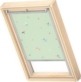 VELUX Origineel Verduisterend Rolgordijn (DKL), Zilveren Kozijn, S06, 606, 4, Green Stars