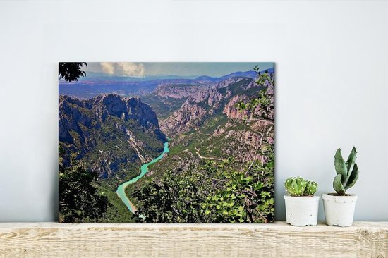 Canvas Schilderij Uitzicht op de Gorges du Verdon in de Alpen - 40x30 cm - Wanddecoratie