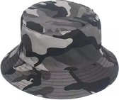 Bucket hat - Legerprint 2 in 1 Camouflage Army Cap Militaire Hoed Zonnehoed - Grijs