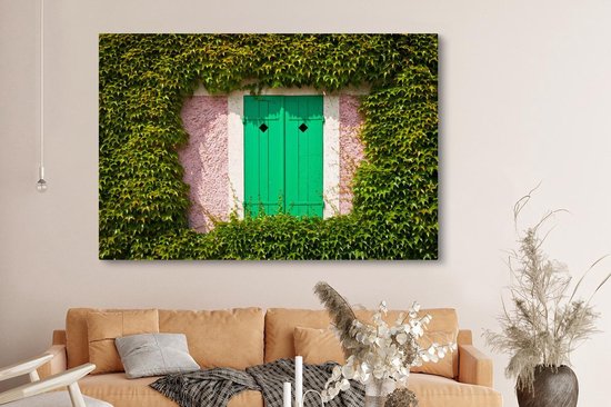 Portes pliantes sur le côté de la ferme du jardin de Monet en France Toile 180x120 cm - Tirage photo sur Toile (Décoration murale salon / chambre) XXL / Groot format!