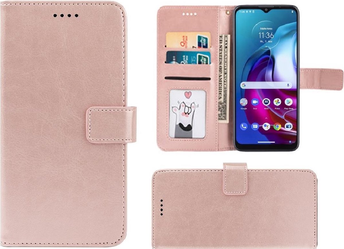 Hoesje Geschikt voor Motorola Moto G30 - Book Case Wallet Rose Goud Cover