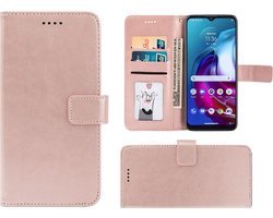 Hoesje Geschikt voor Motorola Moto G30 - Book Case Wallet Rose Goud Cover