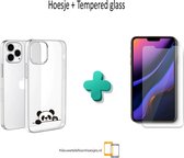 Apple Iphone 12 Pro Max hoesje  transparant siliconen hoesje grappig Pandaatje Apple Iphone 12 Pro Max + Tempered Glass * LET OP JUISTE MODEL *