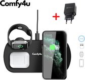 Comfy4u 2022 Flat – 3 in 1 Draadloze Oplader Inclusief Gratis Qualcomm Quick Charge 3.0 adapter en kabel – Voor iPhone Iphone / iWatch / Airpods 2 Pro / Samsung Galaxy / Huawei – O