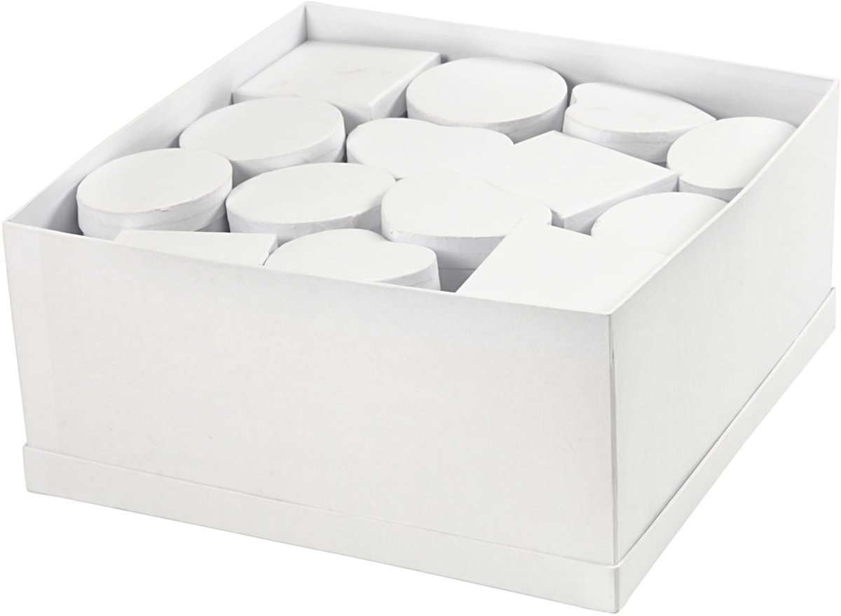 Dozen in displaybox, H: 5 cm, d 10-12 cm, wit, 27 stuk/ 1 doos