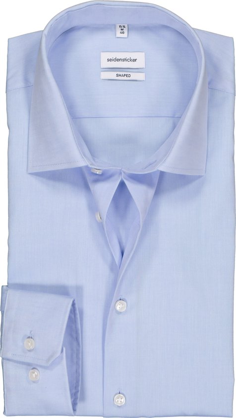 Seidensticker shaped fit overhemd - blauw - Strijkvrij - Boordmaat: 46