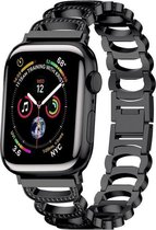 Geschikt voor Apple Watch bandje 38 / 40 / 41 mm - Series 1 2 3 4 5 6 7 8 SE - Smartwatch iWatch horloge band - 38mm 40mm 41mm - Fungus - RVS metaal - Zwart - Ovaal