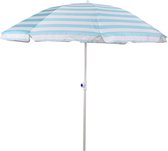 Strandparasol streepmotief blauw 200 cm - Strandparasol met knikarm - Kleine parasol - Kinder parasol