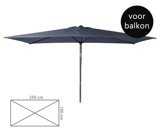 Rechthoekige Parasol voor balkon 150 x 250 cm | Donkergrijs | bol.com