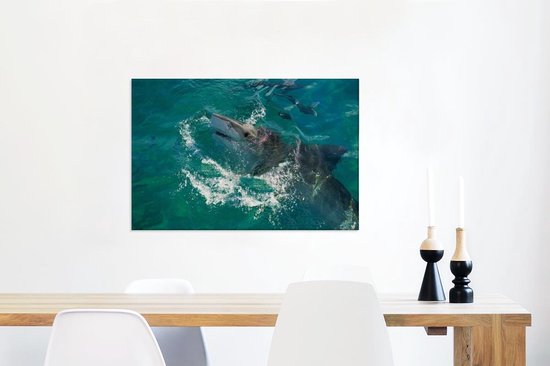 Un requin tigre sortant de l'eau 60x40 cm - Tirage photo sur toile (Décoration murale salon / chambre)