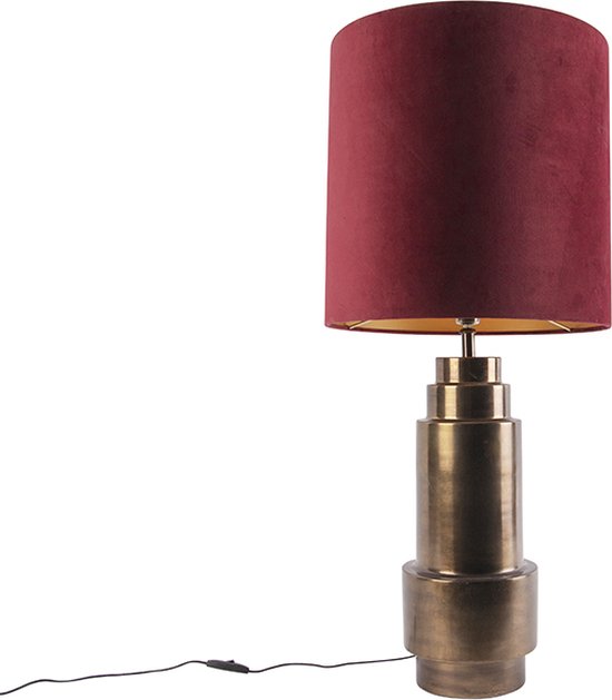 QAZQA bruut - Art Deco Tafellamp met kap - 1 lichts - H 900 mm - Rood - Woonkamer | Slaapkamer